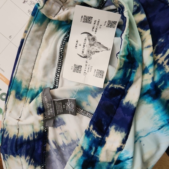 Tye Dye  White Blue A-Line Maxi Skirt Beach Vacation Cruise Summer Brunch Medium - Picture 7 of 8